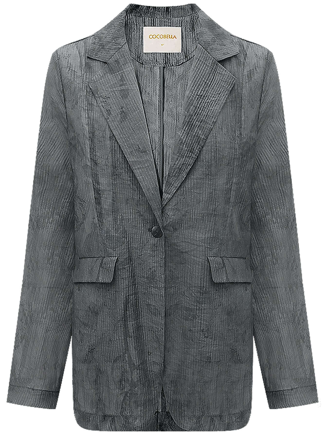 Ink-Washed Draped Striped Blazer