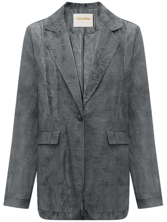 Ink-Washed Draped Striped Blazer